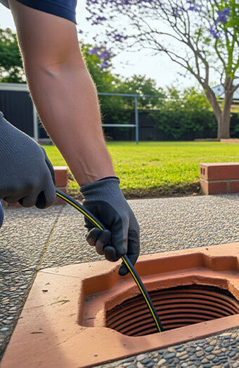 Plumber Inserting Cable